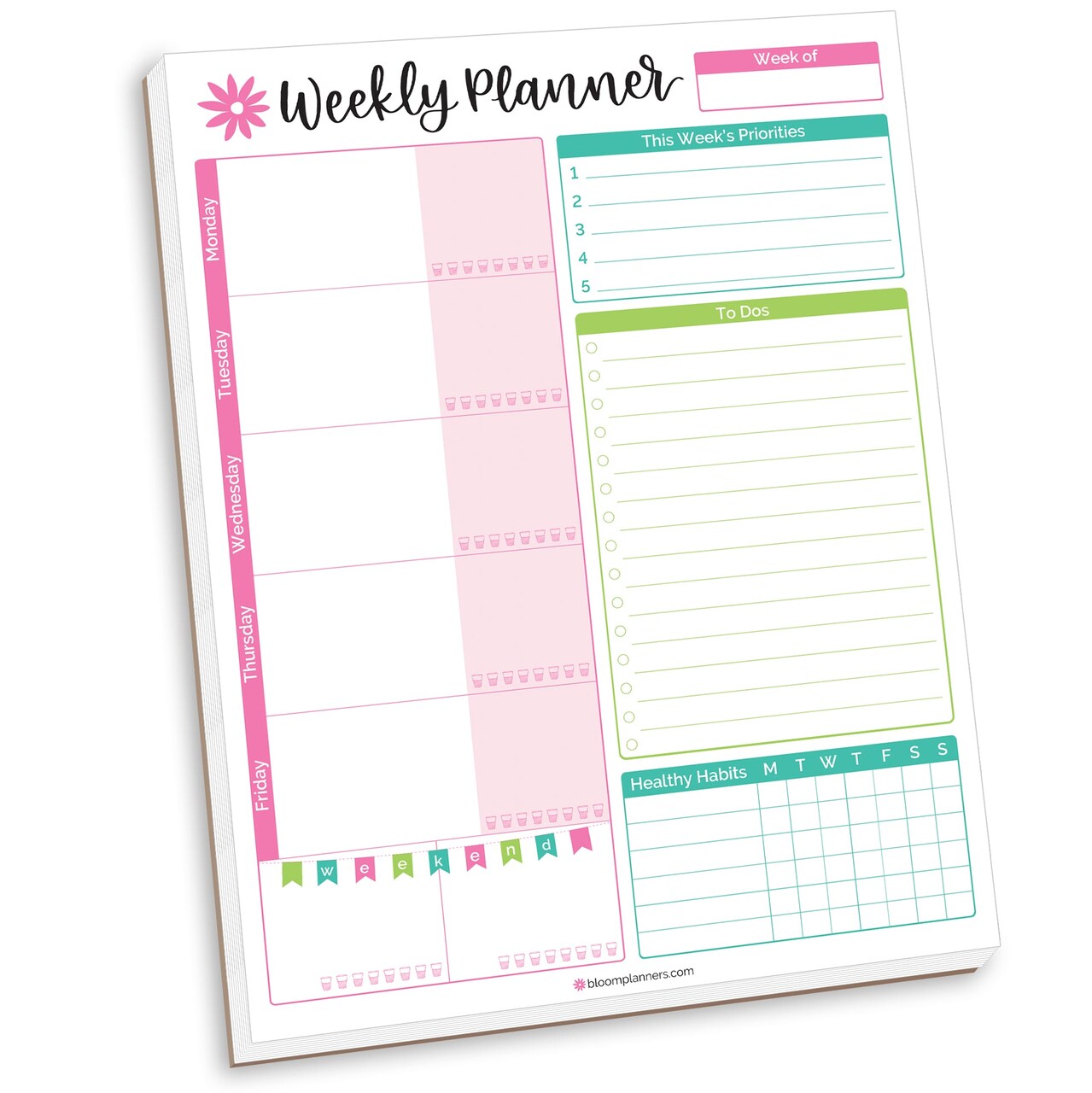 bloom daily planners Planning Pad, 8.5" x 11", Weekly Planning System, Bloom